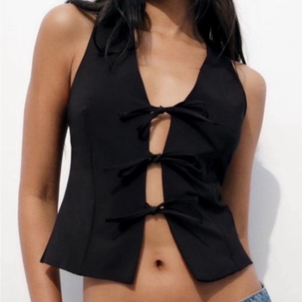 Zara V Neck Vest w/ Front Ties